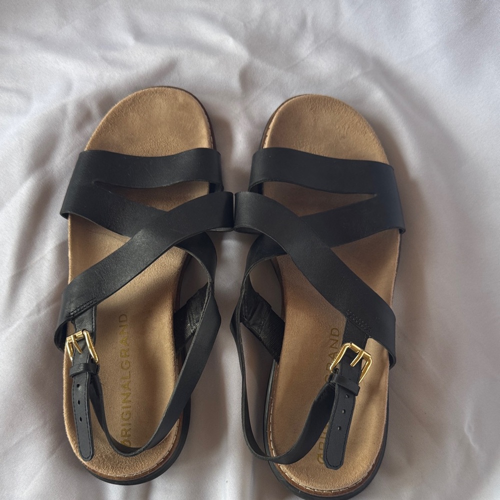 Cole Haan Original Grand Sandals Black Leather Womens Size 8B